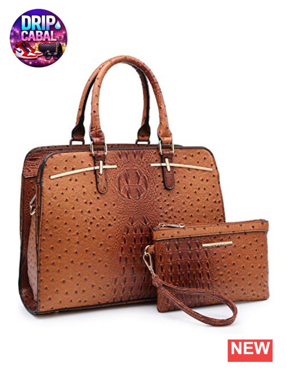 Vegan Leather Satchel Handbag Wallet Set Top Handle Shoulder Bag 2pc